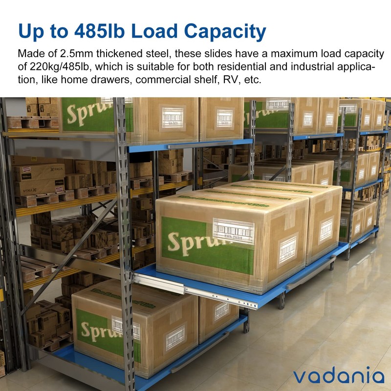 VADANIA 44" Industrial Grade Heavy Duty Drawer Slide Without Lock