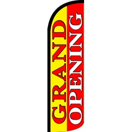 Vista Products GRAND OPENING (Yellow/Red) Windless Polyknit Feather Flag (3 x 11.5 feet)