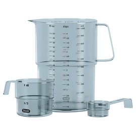 Rosti Mensura Messbecher-Set aus SAN-Kunststoff, 3er-Set, Messlöffel 15ml, Messbecher 100ml & Litermaß 1 liter, Dusty Blue