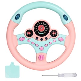 VIVIYCFISH Toy Steering Wheel for Kids with Light and Music,Simulated Driving Toys Gift for Toddlers 3+ (Pink)
