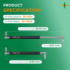 HUOPO 20 inch Gas Struts for Heavy Lid, 100lb/445N Lift Support Strut for RV Bed, Boat Hatch, Cabinet Door, Tool Box, Outdoor Window, Heavy Duty Shocks Spring with Mounting Brackets, 2 Pcs