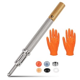 LEAPTREND - Herramienta para localizador de dientes de implantes, instrumento dental universal (dorado) con kit de tapa macho carcasa de metal, 3 herramientas en 1 para retención de sobredentaduras