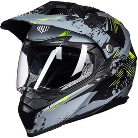 ILM Off Road Motorcycle Dual Sport Helmet Full Face Sun Visor Dirt Bike ATV Motocross Casco DOT Certified Model 606V(Grey Yellow, S)