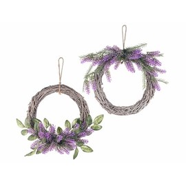 Gruppo Maruccia - Dekorative Frühlingskranz mit künstlichem Lavendel - Türschmuck zum Aufhängen - Durchmesser 25 cm (1)