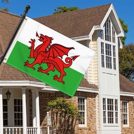 2×3 FT Welsh Flag, Medium 60×90 150D Wales Outdoor Banner,Double Side Printing American Decor For Patio Garden With Brass Gromment