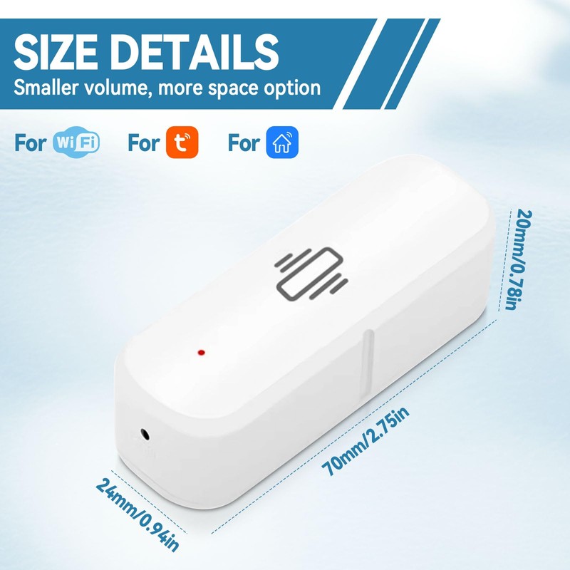 WiFi Vibration Sensor, Wireless Glass Break Detector, Mini Window Alarms