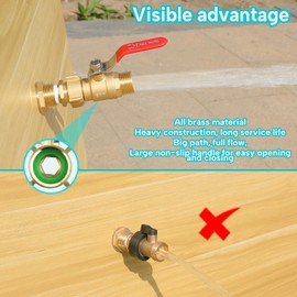 Ceaeso Brass Garden Hose Shut Off Valve Full Flow, No Restricted-Flow Water Shut-Off Connector, 3/4" GHT x 3/4" GHT Garden Hose Full Port Ball Valve Adapter