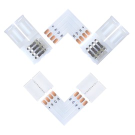 LED Corner Connector, T-Shape Strip Connector, 10 mm 4-Pin RGB 5050 Strip Corner, Stripe, L-Shape LED Strip Quick Connector, LED Light Strip Connector