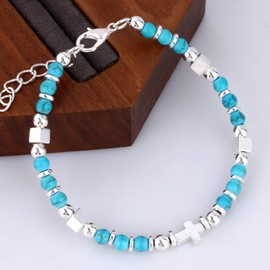 Beaded Bracelets for Women, Christian Gifts Cross Bracelet Inspirational Natural Stone Bracelets Baptism Confirmation Christmas Birthday Graduation Religious Gifts for Women