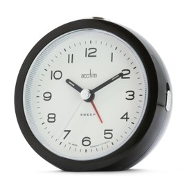 Acctim Neve Analogue Alarm Clock Non Ticking Sweep Quartz Luminous Hands Raven 15803