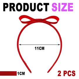 2 Pcs Red Bow Hairband Band,Matilda Style Alice Band,Christmas Headbands, Vintage Hairbands Knot Headdress for Women and Girls,Gift Hair Accessories for Child,Service Cosplay (Red)