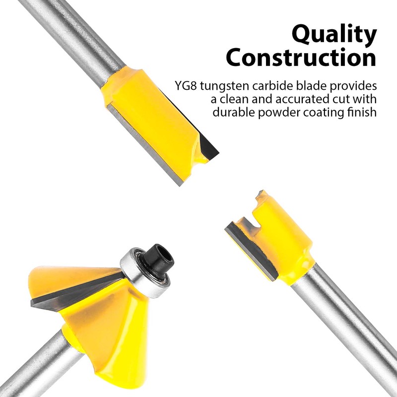 KOWOOD Router Bits Set of 15 Pieces 1/4 Inch Woodwork