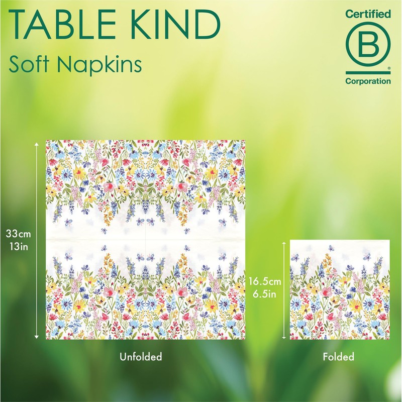 Talking Tables Table Kind Einweg-Servietten, weiche Papierservietten, Einweg-Servietten, Blumenmuster, für