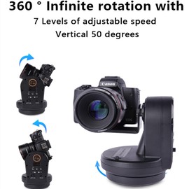 YT800 Cabezal de trípode panorámico giratorio motorizado, control remoto con control remoto y clip para teléfono celular para cámaras réflex digitales, videocámaras, smartphones, trípode,