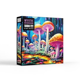 Jigsaw Puzzle for Adults and Families - 1000 Pieces - Mystic Mushrooms - Jazen Happy - 27x20 inch - Poster Included Puzzle