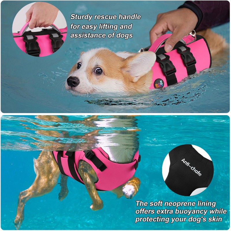 Dogcheer Dog Harness Life Jacket, High Buoyancy Neoprene Dog Life