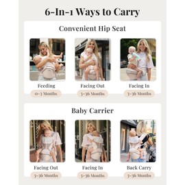 MOMTORY StowNGO Pro Baby Carrier, Safety-Certified 6-in-1 Ultra Storage Baby Carrier Newborn to Toddler, Front & Back Baby Holder Carrier with Hip Seat, Soft Pink