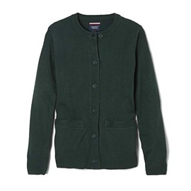 French Toast girls Anti-pill Crewneck School Uniform Cardigan Sweater, Hunter Green, 7 8 US