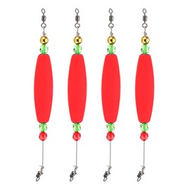 PATIKIL Fishing Floats Rigs 8.3 Inch, 4 Pack Olive Fishing Bobbers Popping Corks Float Weighted Bobbers Fishing Tackle with Copper Beads for Saltwater Freshwater Fishing Tackle, Red