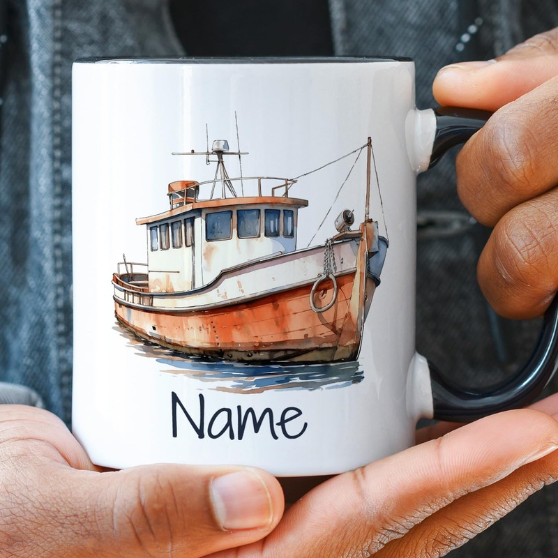 GRAZDesign Tasse maritim Boot mit Namen personalisiert - Keramiktasse für