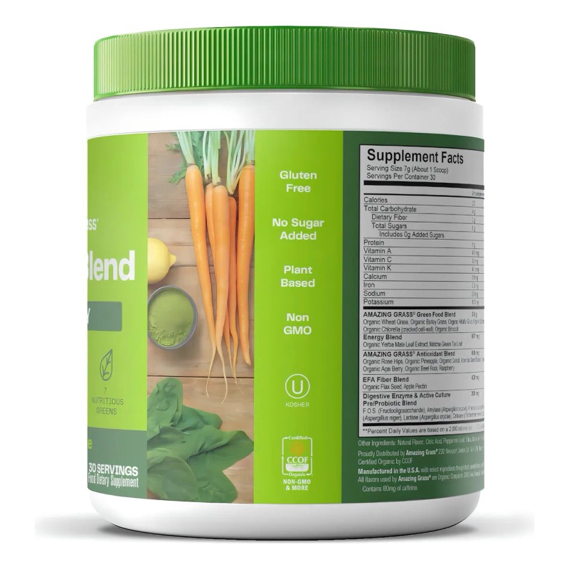 Amazing Grass Bebida De Hiervas Y Enzimas 210g Sabor Sin