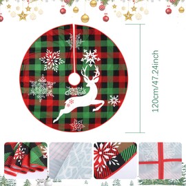 Christmas Tree Skirt,48 Inch Merry Christmas Tree Skirt,Snowflakes Deer Tree Skirt Christmas Tree Skirt Cover,Christmas Tree Base Covers Xmas Tree Decorations for Xmas Tree Christmas Decorations,A