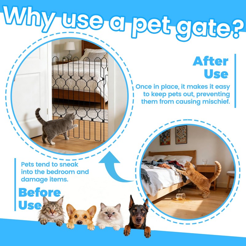 Retractable Metal Dog Gate for Front Door, Bite-Proof Pet Door