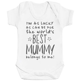 Zarlivia Clothing I'm As Lucky As Can Be Best Mummy Belongs to me! Baby Gift, Baby Boy Bodysuit, Baby Girl Bodysuit - 0-3 Months White