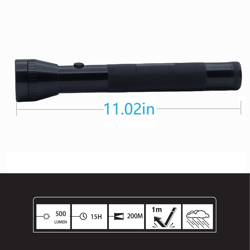 Darlur Heavy Duty 3 D Cell Battery LED Big Flashlights,