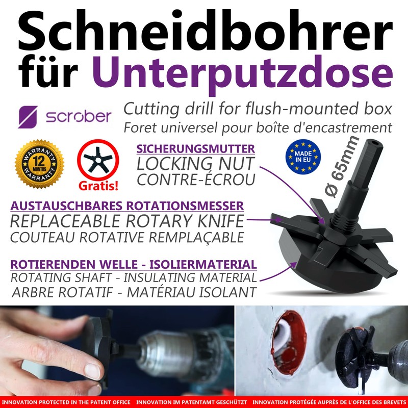 SCROBER® Universal Cutting Drill Bit Diameter 65 mm with Free