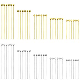 1000pcs Jewelry Head Pins Kit for Jewelry Making,Ball Head Pins Beading Pins Assorted Head Pins Set Head Pins Eye Pins Supplies for Earring Beading DIY Craft,18/20/24/30/35mm (Silver,Gold)