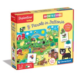 Clementoni - Sapientino Baby Words on the Farm - Educational Game 1 Year (Italian Version), Games Montessori, Made in Italy, Multi-Colour, 16413