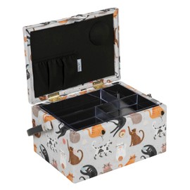 Hobby Gift Medium Sewing Craft Storage Box, Cats, 18.5 x 25.5 x 14.5cm