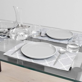 W3101300 Placemats, Set of 2, 100% Cotton, 11.8 x 17.7 inches (30 x 45 cm), Reversible Type, Moroccan Pattern, Medium,