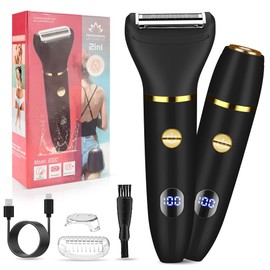 Karrte - Afeitadora eléctrica 2 en 1 para hombre, cortadora de bikini de doble cabeza, maquinilla de afeitar eléctrica para cara, piernas, axilas, mojado y seco, sin dolor, sin cable, color negro