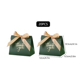 20Pcs Small Thank You Gift Bags Green Mini Gift Bags Bulk with Ribbons