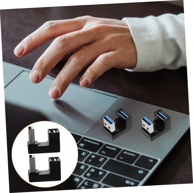 HOMSFOU USB 3.0 Angled USB Adapter 2 Pack 90 Degree