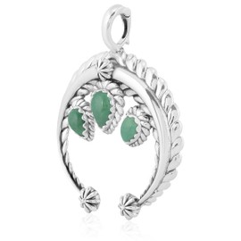 American West Jewelry Sterling Silver and Pear Cut Green Turquoise Gemstone Rope Naja Pendant Enhancer
