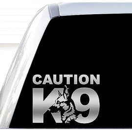 Caution K9 Decal, Belgian Malinois Decals, German Shepherd Decals, Working Dog On Board, Police Dog, Law Enforcement, Off Switch Not Included, Energetic Dog Toys, Dogs Because People Suck (H 8 By L 11 Inches, Silver)