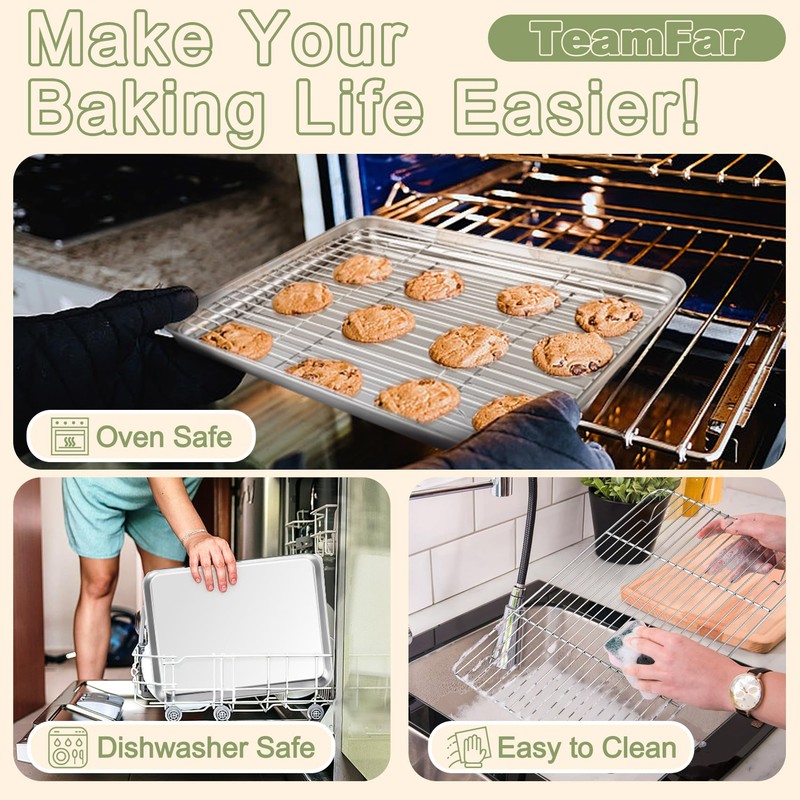 TeamFar Baking Sheet with Rack Set (3 Pans + 3