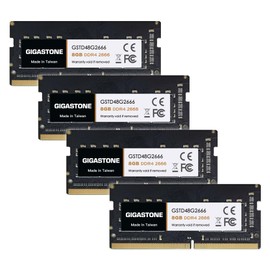 【DDR4 RAM】 GIGASTONE 32GB Kit (4x8GB) DDR4 2666MHz (2400MHz or 2133MHz) PC4-21300 (PC4-19200/17000) CL19 1.2V SODIMM 260 Pin Unbuffered Non ECC High Performance Notebook Laptop Memory Upgrade