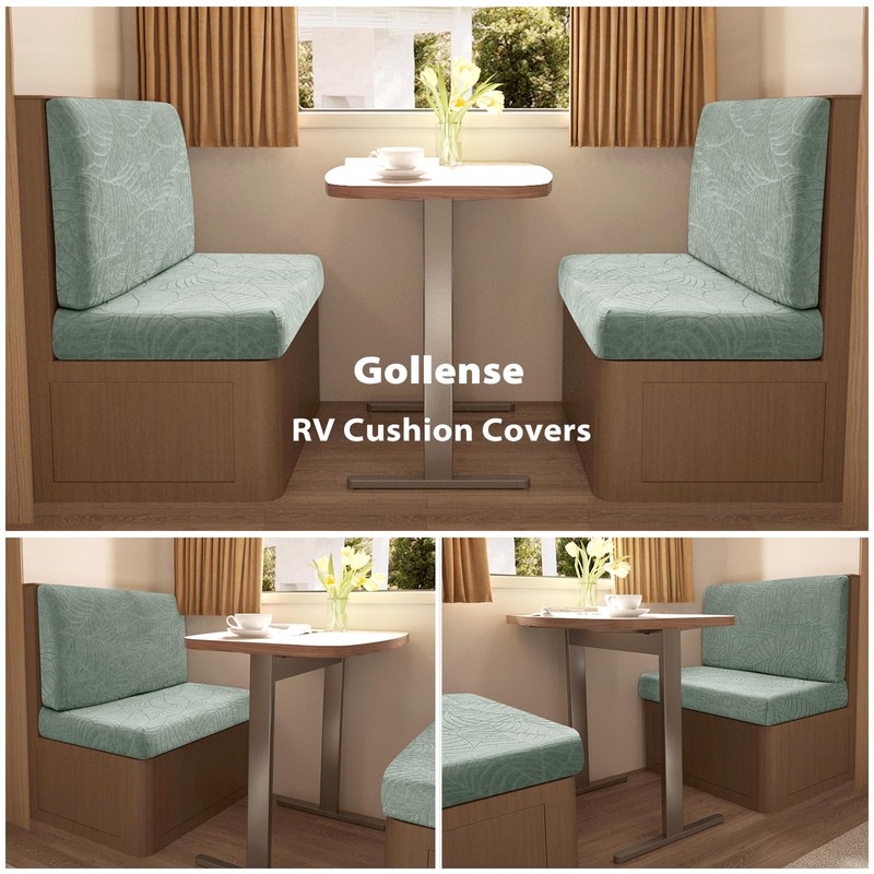 Gollense RV Dinette Cushion Covers, Waterproof Jacquard Stretch Camper Bench