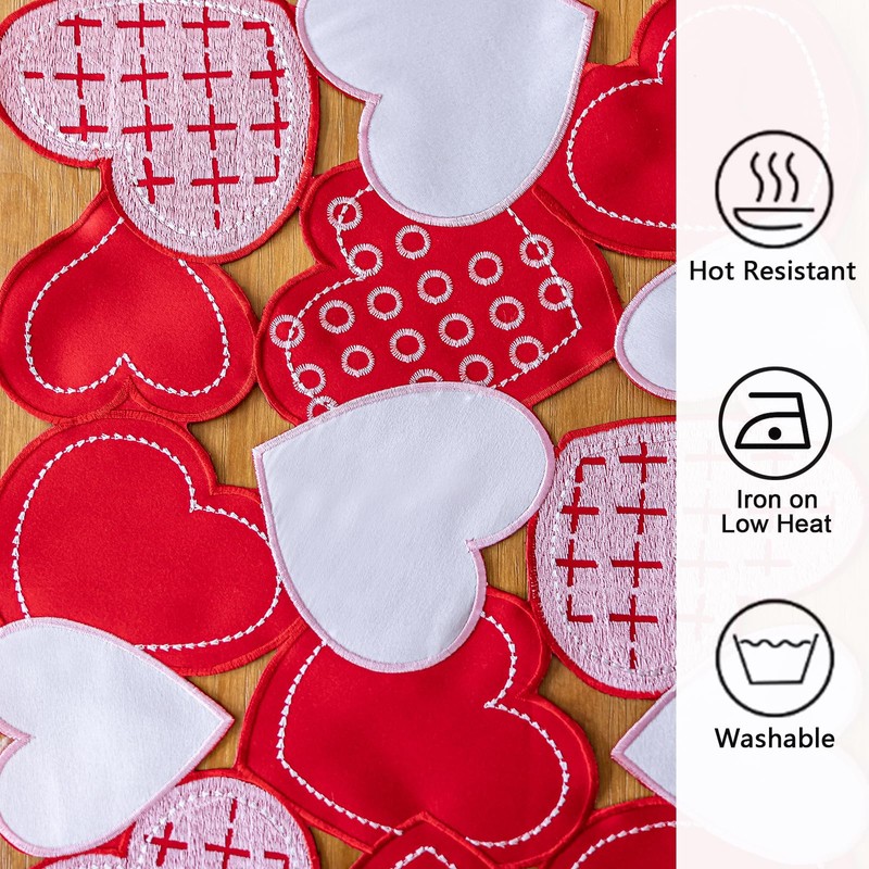 Joyfol Day Valentine’s Day Table Runner 14x69 Inch, Cutwork Embroidered