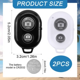 2-Pack Wireless Bluetooth Camera Remote Shutter Compatible with all IOS Android Devices with Bluetooth, Compact Portable Selfie Clicker Remote for Hands-Free Photos and Videos, for Tablets Smartphones