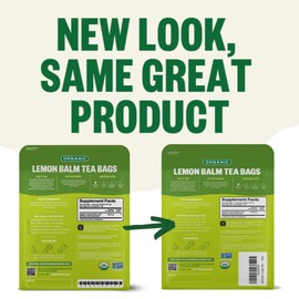 FGO Organic Lemon Balm Tea, 100 Count, Eco-Conscious Herbal Tea Bags, Resealable Bag, Caffeine Free, Packaging May Vary (Pack of 1)