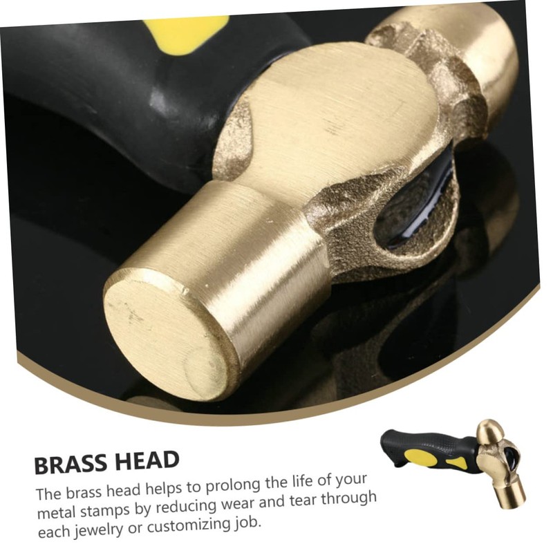 TEHAUX Handle Brass Stamping Hammer Jewelry Making Tool with Round