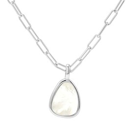 Brandlinger ® Women's Necklace 925 Silver with Pendant Gemstone Jewellery Women's 18 Carat Gold-Plated for Women and Girls Size Pendant Chain: 14 mm, Sterling Silver