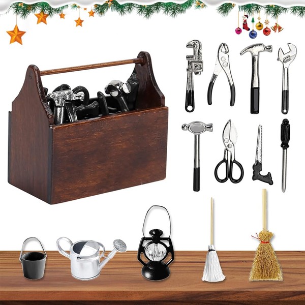 Miniature Gnome Accessory Tool Box, 14-Piece Gnome Tool Set, Mini