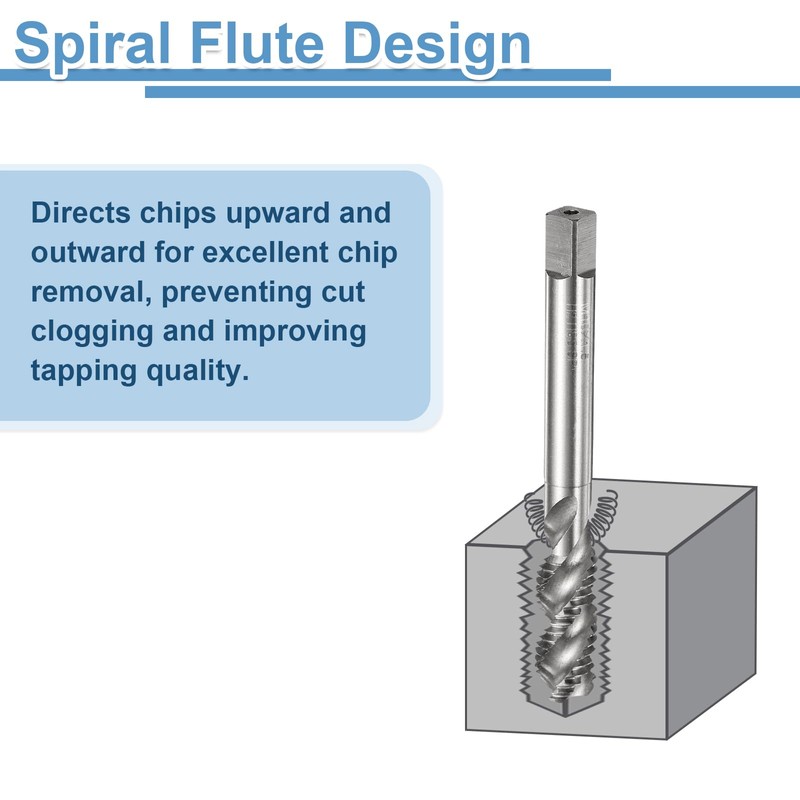 sourcing map Spiral Flute Thread Taps M12 x 1.75 H2