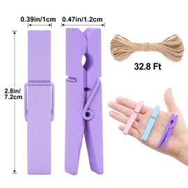 jijAcraft 7.2CM Pastel Wooden Pegs 50PCS: Macaron Color Clothes Pegs for Washing Line, Wooden Washing Peg, Strong Laundry Peg for Arts and DIY Crafts, Hanging Photo, Socks, Baby Clothes